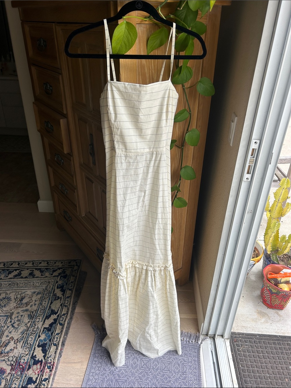 WeWoreWhat Cream Striped Spaghetti Strap Maxi Dress